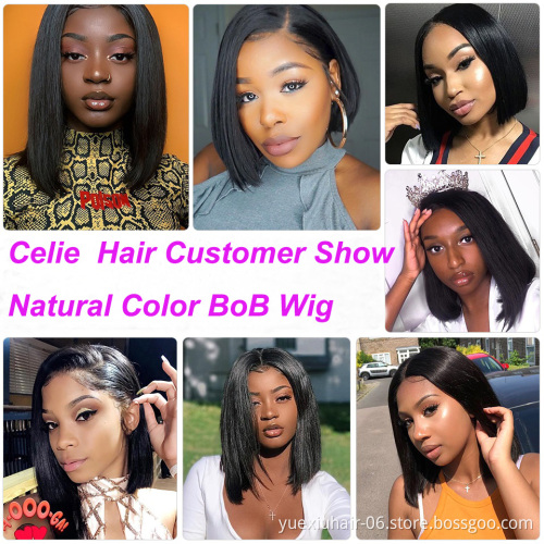 Factory Wholesale High Quality Brazilian Hair BOB Wigs for Black Women Aliexpress Human Hair Short BOB Lace Front Wigs